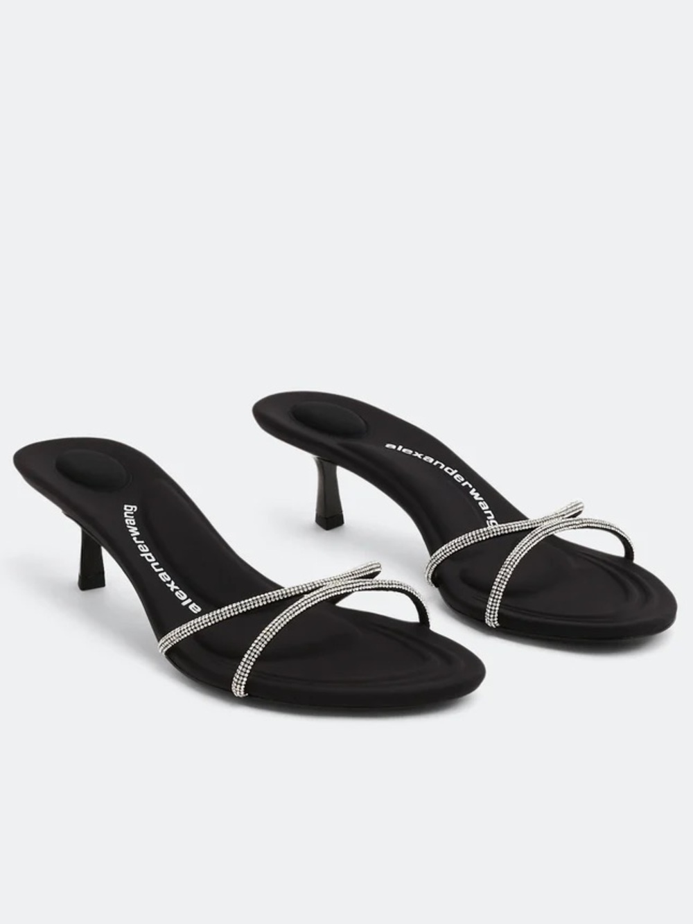 Alexander Wang Dahlia 50 sandals Rhinestone Strappy Mule Kitten Heel size 10.5